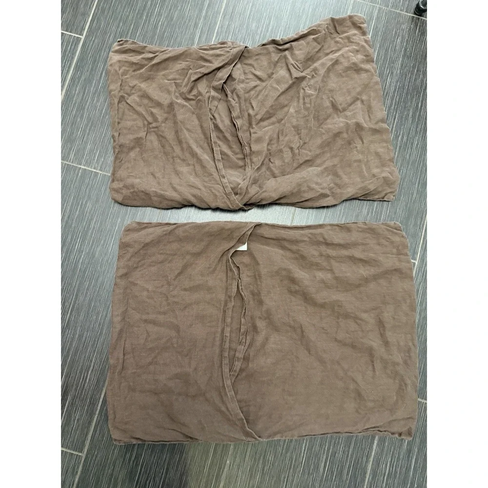 Quince Full/Queen 100% Linen Duvet Cover W 2 Standard Shams Chocolate Brown